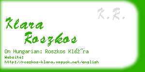 klara roszkos business card